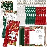 HCEWSBFD 12 Sets Macrame Keychain with Cards Rope Boho Keychain Macrame Keyring Boho Tassel Key Chain Gifts for Women Holiday Baby Shower Party(Red,Green,White)