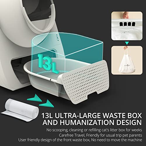 Cat Litter Box Self Cleaning, Wifi Enabled App Remote Control For Multiple Cats Secure, 13L Ultra-Large Waste Box,Quiet Self-Cleaning Cat Litter Box (Grey) #TOP4