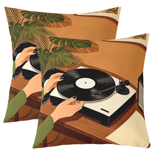 Homewish Lot de 2 Housse Coussin Canape 40x40 Filles Noires