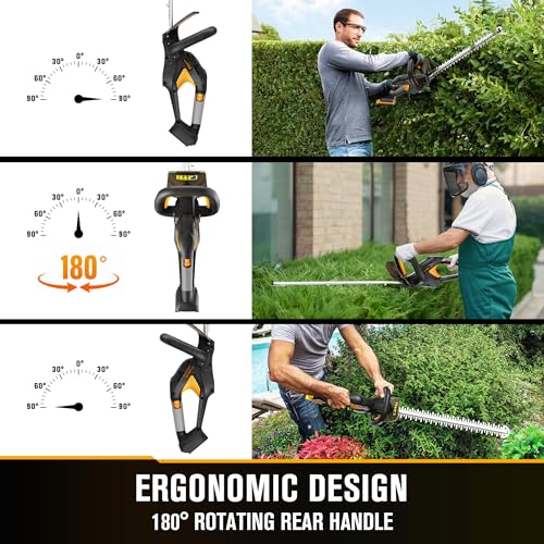 HEINPRO Cordless Hedge Trimmer 22-Inch Compatible with DEWALT 20V MAX Battery, Electric Hedge Trimmer Cordless, Bush Trimmers for Garden, Battery Powered Hedge Trimmers, Black (Tool Only) by HEINPRO - Image 6