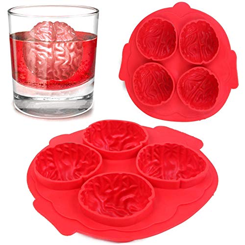 3D Brain Ice Cube Mold Silicone Ice Cube Tray Chocolate Soap Tray Mold Whiskey Cocktail Ice Pudding Cold Drinks Brain Jello Mold for Halloween Party Zombie Party Fun Decorations,Random Color