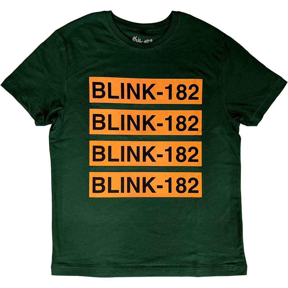 Blink 182 T Shirt Logo Repeat Band Logo Official Unisex Green L