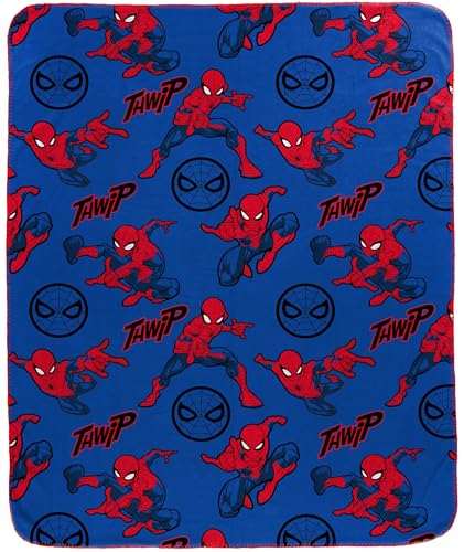 Jay Franco Kids Plush Throw Blanket Soft & Cozy Fleece Throw for Bedroom & Couch Dcor Official Licensed Product Blue - Spiderman 40x50 - Travel Blanket