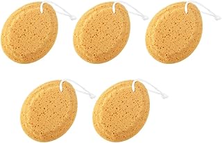FOMIYES 5Pcs Honeycomb Natural Sea Sponge, Shower Bath Sponge with Hanging Rope, Body Exfoliating Sponge for Kids Adults