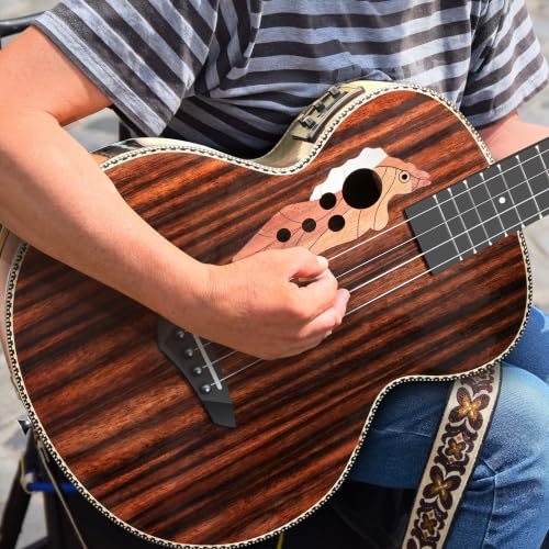 Image of Caramel BEG94 Ebony Wood Baritone Ukulele 30inch Wood LCD Color Display Electric Ukelele