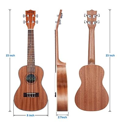 INITER Concert Ukulele Guitar Starter Kit,23 inch Ukulele for Beginner Hawaiian Guitar Bundle with Gig Bag,tuner,Strings,Strap