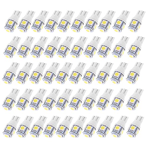 uxcell 50PCS Car T10 2825 5 White SMD 5050 LED Car Wedge Side Light internal