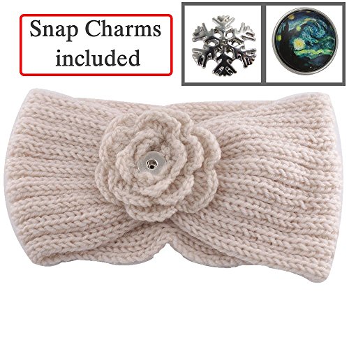 Simply Poppies Knitted Snap Charm Headband (Beige - Starry Night)