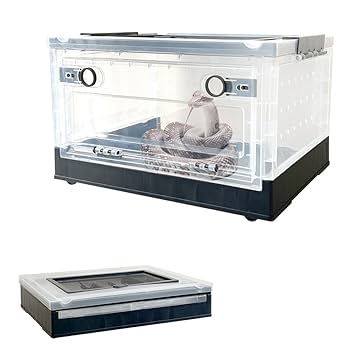 Amazon | 爬虫類 ケージ 透明 蓋付き 前開き 空気穴 換気 熱の