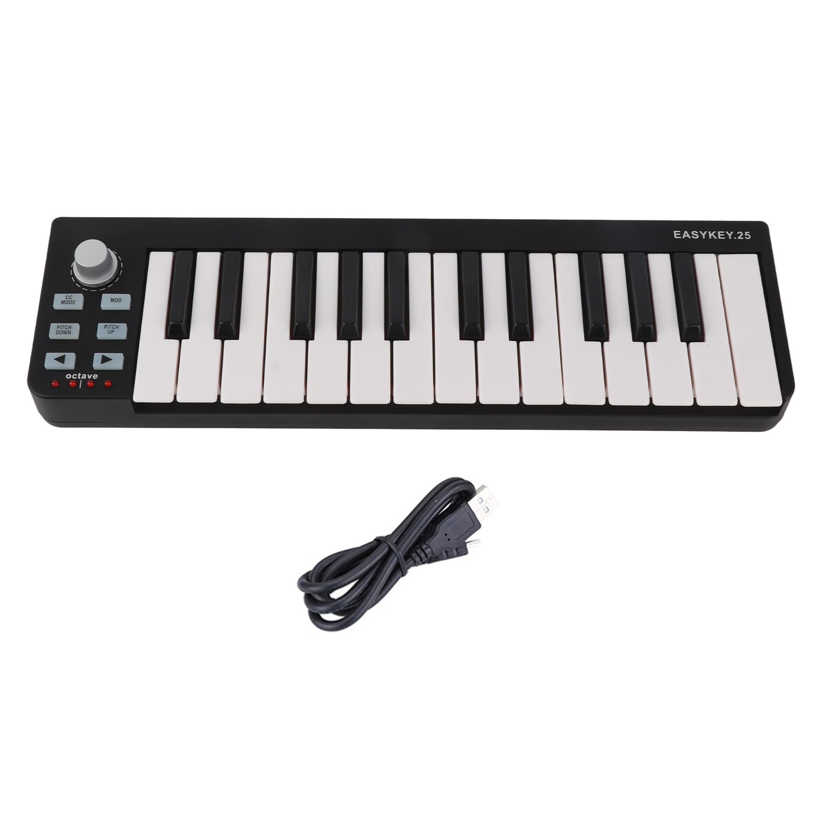 Controlador de Teclado MIDI Controlador USB Compacto de 25 Teclas para Win 11 10 8 7 Vista OS X Producción Musical Negro