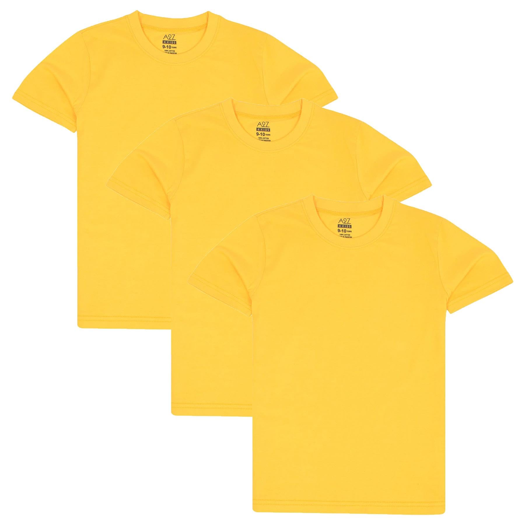 A2z 4 Kids Unisex Kids Yellow Pack Of 3 Plain - T Shirt Pl 3 Pack 7-8