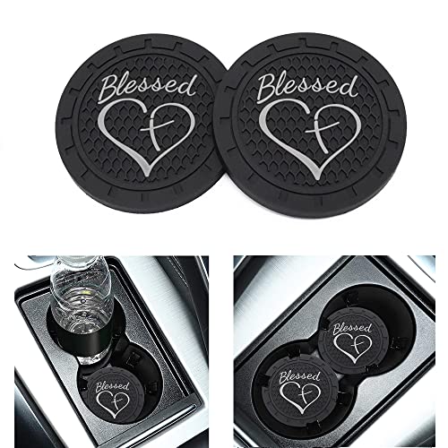 Portavasos de silicona para auto Blessed Cross and Heart 2 unidades miniatura 1