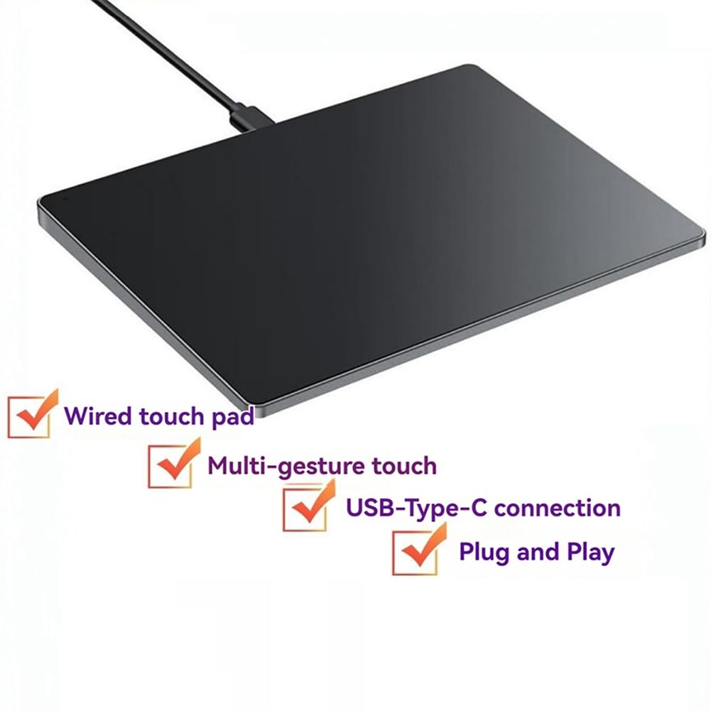Przewodowa USB gładzik wielodotykowy, cienka mysz Touchpad do komputera stacjonarnego/notebooka/laptopa, czarna