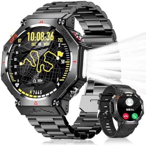 （10:00時点） スマートウォッチ【GPS内蔵 CHATGPT搭載】Bluetooth5.3通話 LINE/メッセージ通知 100＋運動モード GPS運動記録 3ATM防水 スポーツウォッチ 長持ちバッテリー DIY文字盤 腕時計 歩数計 遠隔撮影 音楽制御 腕上げ点灯 アラーム 懐中電灯 ストップウォッチ 音声アシスタント 天気予報 iPhone/アンドロイド対応 付属ベルト2本（ブラック）