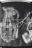 Spazuk Artwork Zippo Lighters (Engraved Full Wrap High Polish Black/Ebony - Gas Mask, Grenade, and Bird)