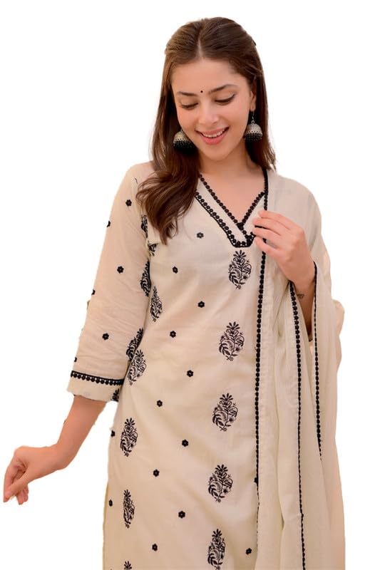 sun fashion and lifestyle Women's Reyon Blend Stitched Printed Salwar Suit Set (KPD57_White)-picture-29