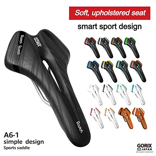 Image of GORIX Bike Saddle Seat Comfortable Cushion with Rail Mountain Road Bicycle for Men and Women (A6-1)