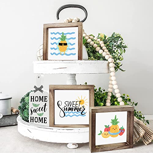 4Th Of July Decorations Farmhouse Independence Day Home Decor Sweet Summer Signs 36 Interchangeable Sayings With 3 Wooden Frames Summer Decorations For Office And Living Room Tiered Tray Decor Table Desk Wall Decor Seasonal Decoration Holiday Gift #TOP2