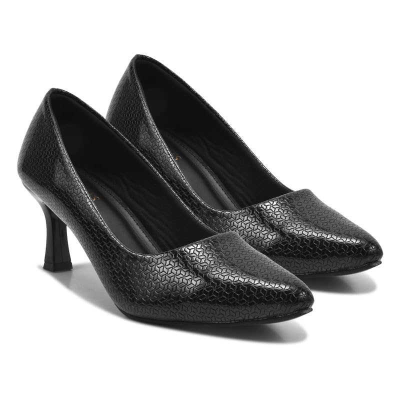 Women Pink Mid Heel Pumps | Ladies Closed Toe Formal Heels Shoes-image-17