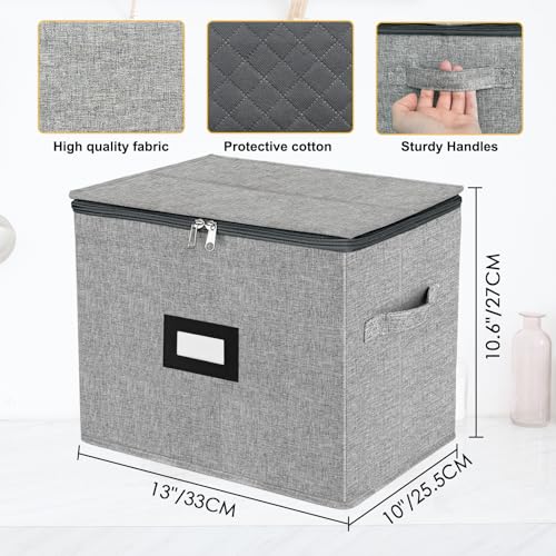 VERONLY Champagne Flute Storage Box with Dividers, Champagne Glass Storage Container, Hard Shell Stemware Storage Case Organizer for 12 Crystal Champagne Flutes Storage and Organization (Grey) by VERONLY - Image 3