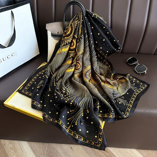 Large Mulberry Silk Feeling Long Stain Scarf Lightweight Sunscreen Shawls Wraps for Women2