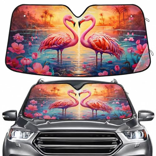 Pare-soleil de pare-brise flamants roses pour garder votre voiture au frais en été au camping