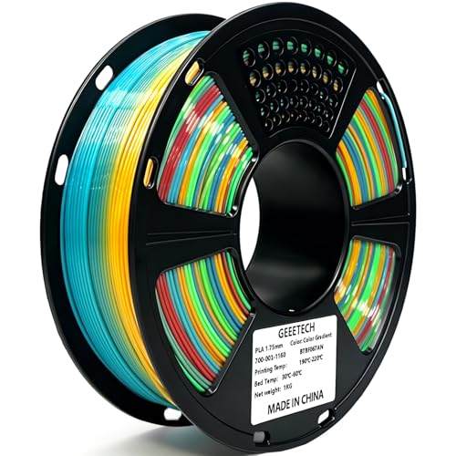 ⚡ Geeetech Rainbow PLA Filament 1.75mm, 3D Printer Multicolor Filament, Color Changing Filament 1kg (2.2lbs) 1 Spool, Dimensional Accuracy +/- 0.02 mm