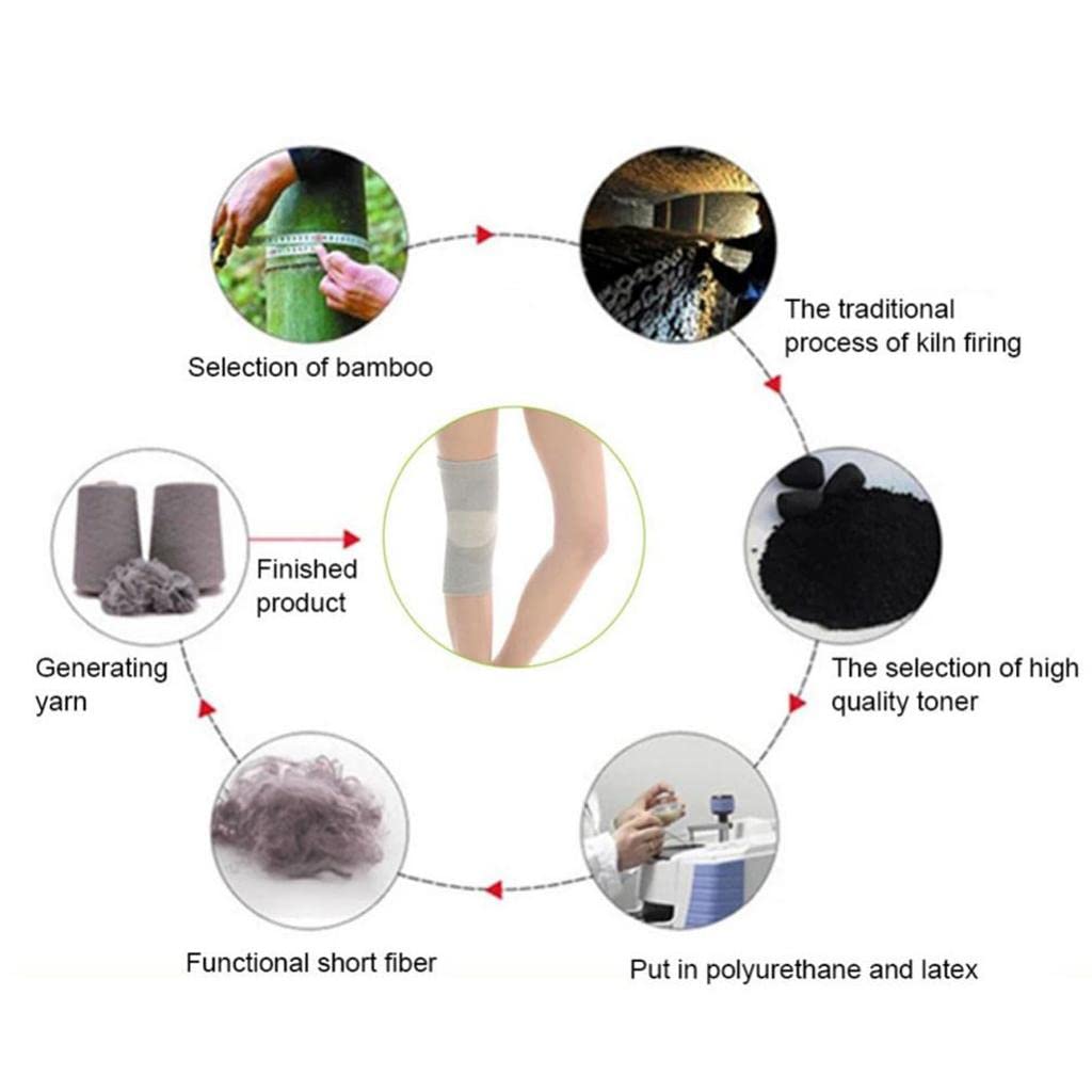 2 Pezzi Ginocchiera Compressiva Bamboo Fascia Elastica Supporto Ginocchio Traspirante Anti-deformazione in Fibra di Bambù Adatta per Sport Intensi All, Grigio, L