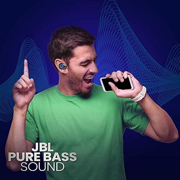 JBL Tune 125 TWS Auriculares intraaurales True Wireless con Bluetooth, Sonido Pure Bass y modo Dual Connect, hasta 32 hrs de música con estuche de carga, azul