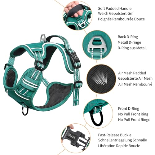 Image of HEELE Dog Harness for Large Dogs No Pull Dog Vest Harness for Large Dog with Soft Padded Handle Reflective for Outdoor Training, Grass Green, XL