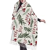 Yinzaishe Women's Christmas Floral Scarf, Cashmere Feel Fashion Scarves Comfortable Long Shawls and