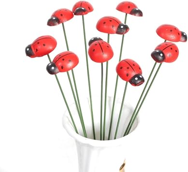 40 Pcs 3D Artificial Ladybug Decor 8 Inch Mini Ladybug Garden Stakes Decoration for Pots Yard Lawn Ornaments Waterproof Flower Stick OutdoorLadybug