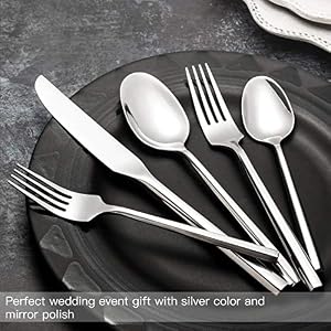Silverware Set Flatware Set 40 Pieces Stainless Steel Cutlery Set Hexagonal Pattern Mirror Finished Home Daily Use Housewarming Wedding Gift Service for 8 Silverware Set Flatware Set 40 Pieces Stainless Steel Cutlery Set Hexagonal Pattern Mirror Finished Home Daily Use Housewarming Wedding Gift Service for 8