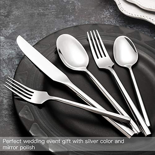 Silverware-Set-Flatware-Set-40-Pieces-Stainless-Steel-Cutlery-Set-Hexagonal-Pattern-Mirror-Finished-Home-Daily-Use-Housewarming-Wedding-Gift-Service-for-8 Silverware Set Flatware Set 40 Pieces Stainless Steel Cutlery Set Hexagonal Pattern Mirror Finished Home Daily Use Housewarming Wedding Gift Service for 8