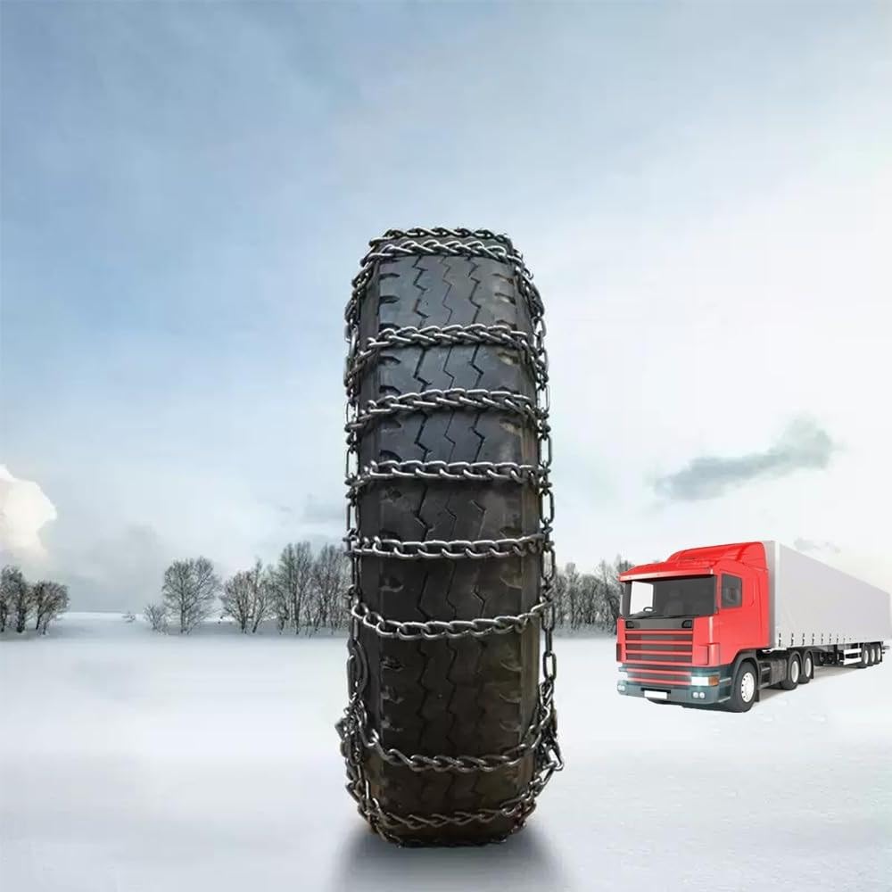 Set of 2 9mm Snow Chains for Trucks & SUV – Reinforced Anti-Skid Chains –Easy On and Off for Ice Snow and Mud 11R22.5 2pcs 295/70R22.5