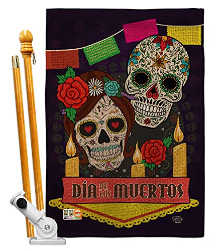 Ornament Collection Dia de Los Muertos House Flag Set Fall Day of Dead Fiesta Mexican Party Autumntime Decoration Banner Small Garden Yard Gift Double-Sided, Made in USA