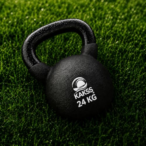 Image of Kakss Half Coating Neoprene Kettlebell (Size available: 2 KG To 40 KG) (Black, 24 KG) (PROUDLY MADE IN INDIA)