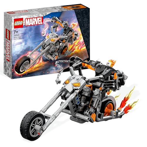 LEGO Marvel Meca y Moto del Motorista Fantasma, Juguete de Construcción con Figura de Acción, Superhéroes, Regalo Niños y Niñas de 7 Años o Más 76245