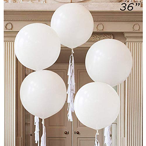 36 inch White Balloons for Party 5 pcs Latex Balloons for Baby Shower Birthday Wedding Engagement An - //coolthings.us