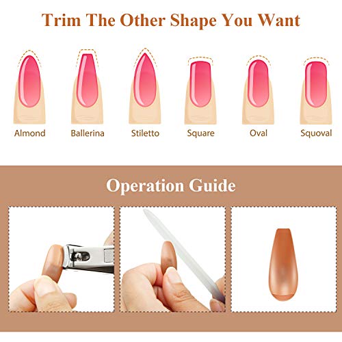 Blulu 400 Pieces Replacement Refill Nail Tips False Nail Tips For Flexible Nail Training Hand Practice Fake Nail Hand Nail Display Manicure Supply Diy Nail Practice (Brown) #TOP5