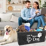 inheming Hundespielzeug Aufbewahrung, Filz Aufbewahrungsbox für Hundespielzeug, 38cm x 25cm x 18cm,Rechteck Aufbewahrungskorb für die Organisation von Haustierspielzeug, Decken, Leinen Grau