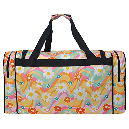 NGIL Canvas 23" inch Duffle Bag (Groovy Flower-Black)3
