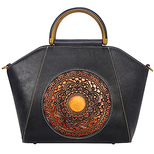 Heshe Womens Leather Vintage Tote Bag Shoulder Handbags Crossbody Bag Satchel Purse (Grey)