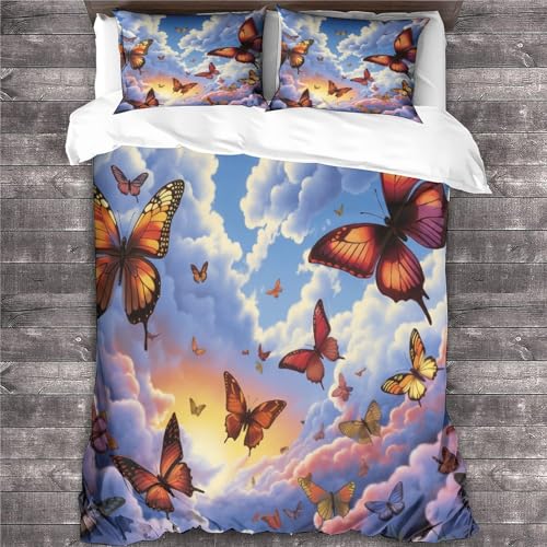 Housses de couettes papillon 220x240cm avec 2 taies d'oreiller - 4