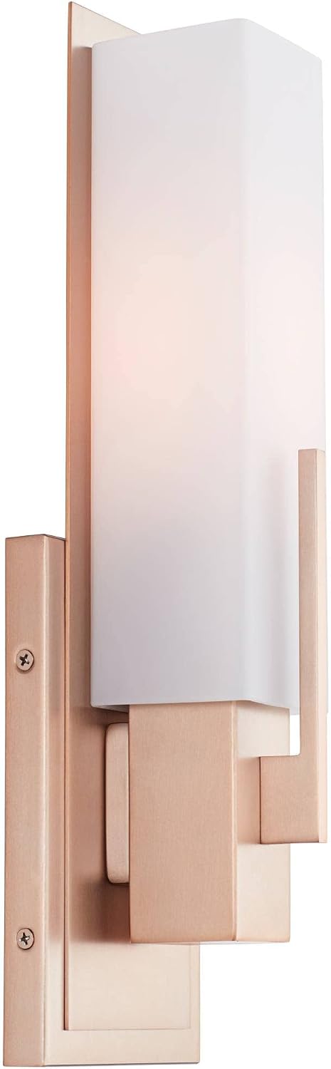 Possini Euro Design Midtown Modern Wall Light Sconces Set of 2 Burnished Brass Gold Hardwired 4 1/2" Fixture White Glass Shade for Bedroom Bathroom Vanity Living Room Home Hallway Dining Kitchen