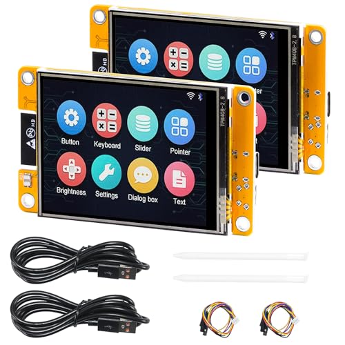 2 Pack ESP32 CYD Cheap Yellow Display, 2.8″ Touch Screen Display ESP32-2432S028R, 240×320 TFT LCD, WiFi Bluetooth Dual-Core 240MHz Development Board Compatible with Arduino IDE for IoT DIY