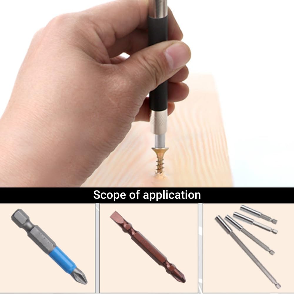 Magnetic Screwdriver Bit Holder Extendable Guide 1/4 Inch Hex Shank Impact Driver and Drill Bits