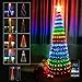 Bakaji Albero di Natale Smart Luci 195 Led RGB Natalizie Cono Pieghevole Slim Salvaspazio Decorazioni Controllabile da App Control Smartphone Bluetooth Compatibile Android Ios (MULTICOLORE - 150CM)