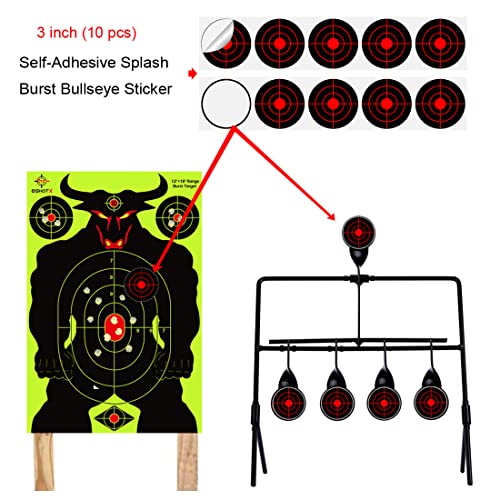Shooting Targets Splatter -12X18 Inch Reactive Burst Silhouette Target Paper - Funny 3 Inch Bullseye Sticker Easily See Your Shots Bright Fluorescent Yellow Upon Impact (10 Pack) #TOP2