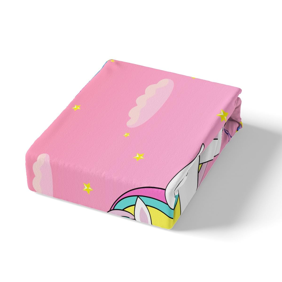Juego de sábanas de unicornio para niñas, lindo juego de sábanas de unicornio con estrellas de arco iris con bolsillo profundo para niños, juego de ropa de cama de microfibra de caballo de ensueño de